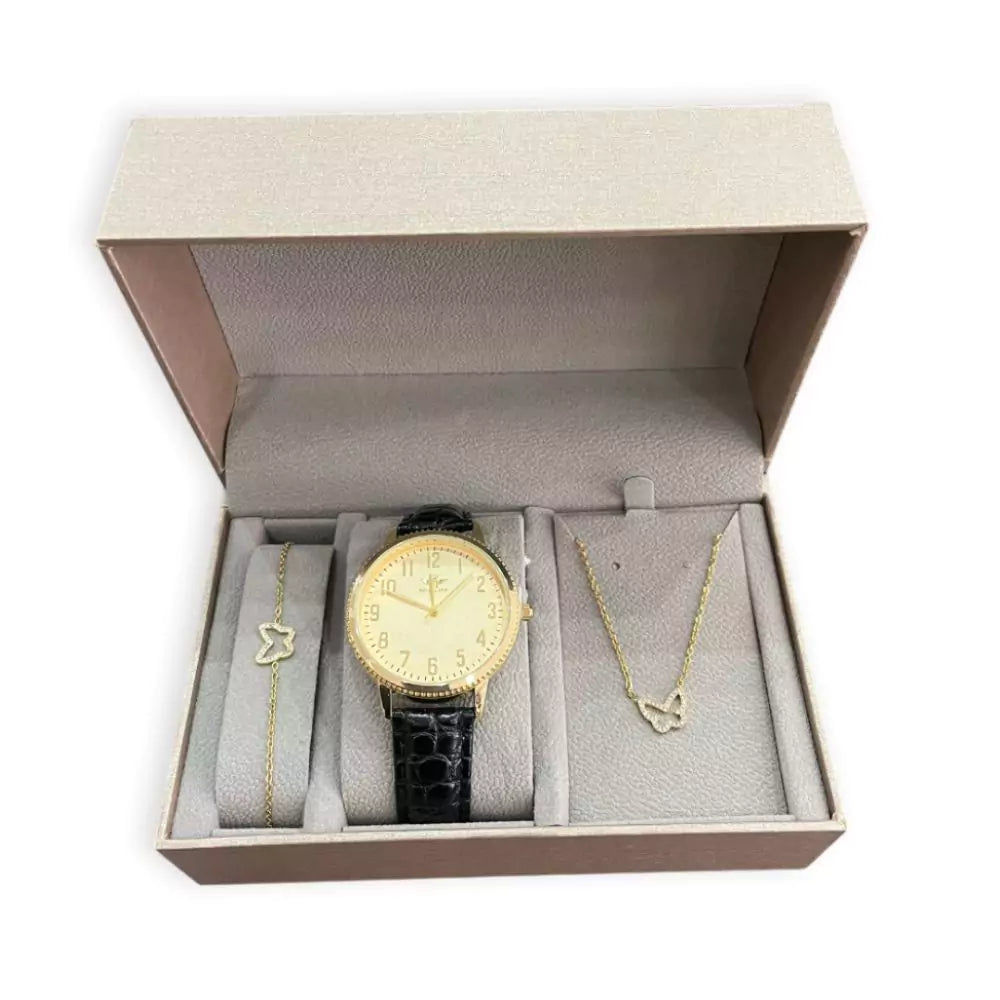 Coffret cadeau femme – Montre, bracelet et collier papillon
