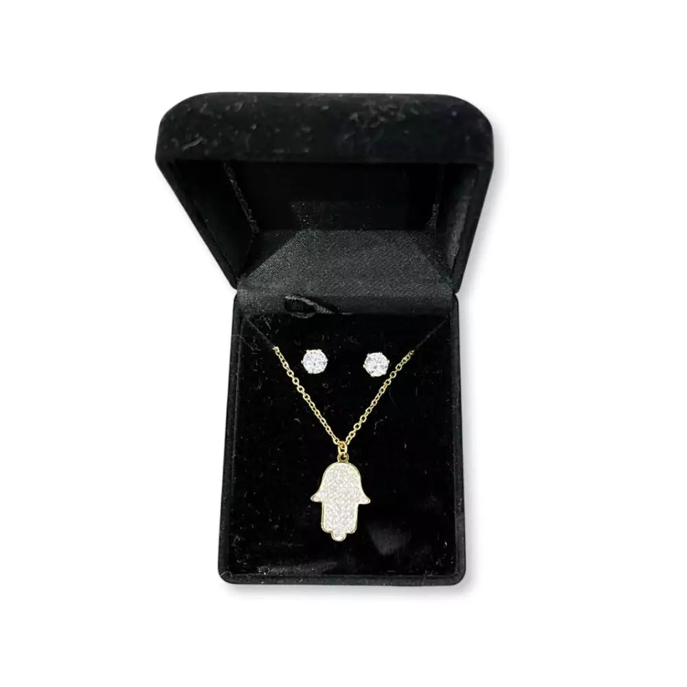 Parure Hamsa Élégance – Collier & Boucles en Acier Inoxydable